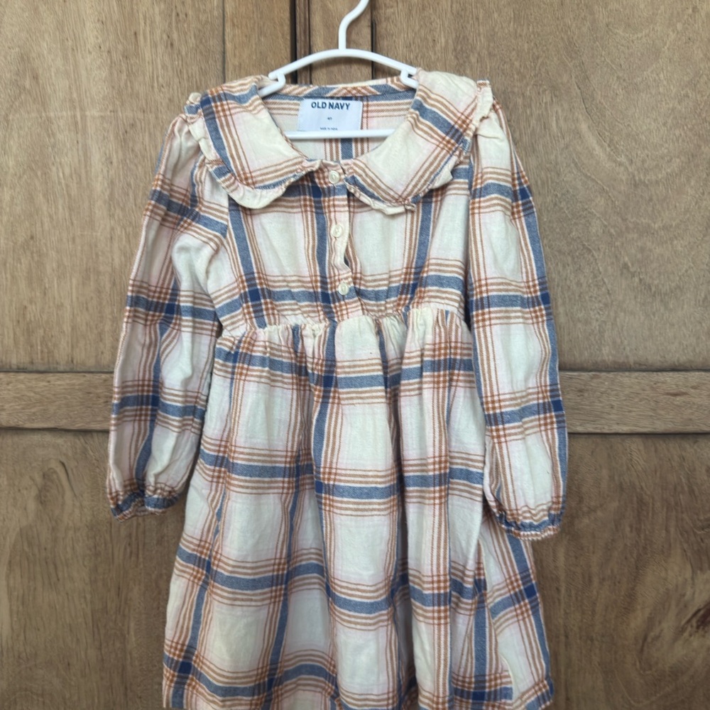 Old Navy Kids Plaid Dress - Blue and Tan